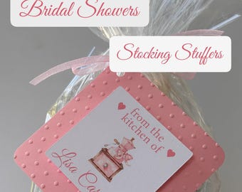 Etiquetas de regalo personalizadas para productos horneados: batidora de pie o molinillo de café con relieve, juego de 12