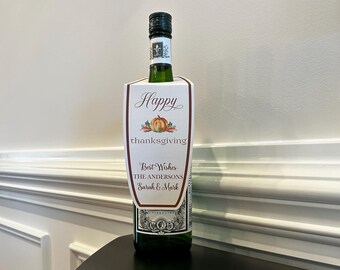 Etiqueta de vino personalizada para Acción de Gracias – Decoración para botellas de regalo para anfitrionas