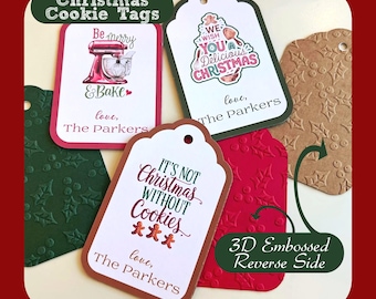 Etiquetas navideñas personalizadas para regalos: acebo en relieve 3D, intercambio de galletas y repostería navideña