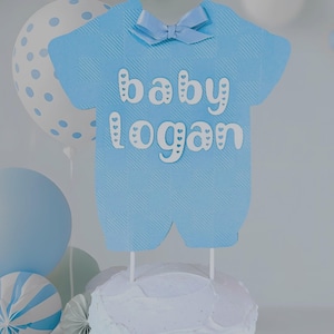 Embossed Bear Baby Shower Cupcake Toppers: Boy&#39;s First Birthday