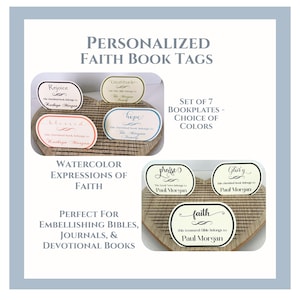 Personalized Watercolor Book Labels: Faith-Based Gift Set of 7