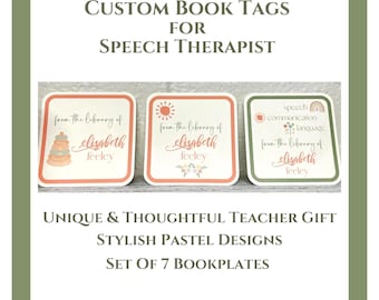 Etiquetas personalizadas para libros de logopeda: Juego de 7, diseño de acuarela