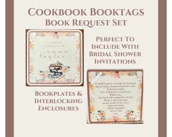 Ex libris personalizados con temática de libros para despedida de soltera: diseño elegante y neutro