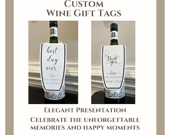 Personalized Wine Bottle Gift Tag: Elegant Hostess Thank You