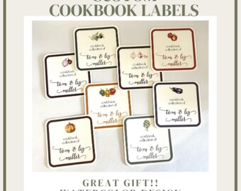 Etiquetas para recetario de verduras: impresiones en acuarela, estilo Grandmillennial (juego de 8)