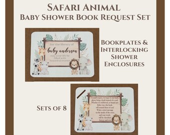 Set de 8 marcapáginas con animales de safari en acuarela: Etiquetas personalizadas para la biblioteca infantil.