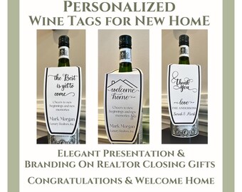 Etiqueta personalizada para botella de vino: regalo de cierre para agente inmobiliario, inauguración de la casa