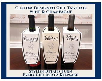 Etiquetas personalizadas para botellas de vino: Detalle personalizado para fiestas - Juego de 6