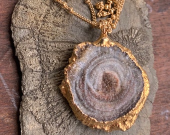 Druzy Necklace- Handmade Round Gold Electroplated Sparkly Druzy with Gold Fill Ball Chain- OOAK