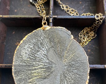 Pyrite Sun Necklace-gold Electroplated Pyrite Sun on Gold