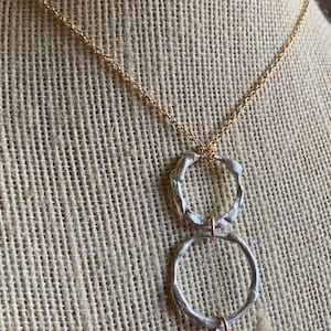 Sterling Silver and Gold Filled Necklace-Handmade Sterling Silver Graduated Ring and Gold Filled Chain Necklace-OOAK