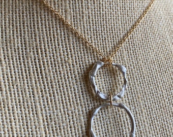 Sterling Silver and Gold Filled Necklace-Handmade Sterling Silver Graduated Ring and Gold Filled Chain Necklace-OOAK