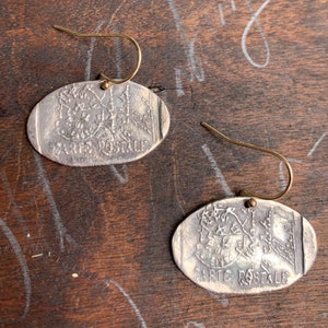 Silver Earrings - Carte Postale Italian Postcard Pure Silver Handmade Earrings - OOAK