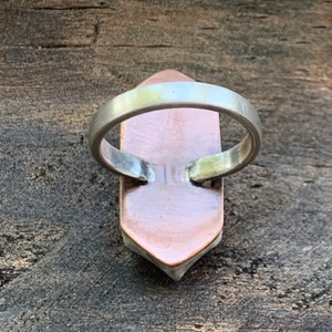 Anillo de cuarzo-cristal de roca facetado transparente cuarzo grabado cobre y anillo de declaración de plata de ley oxidada imagen 6
