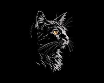 Cat Face Embroidery Design: 6 Sizes (Digital Download)