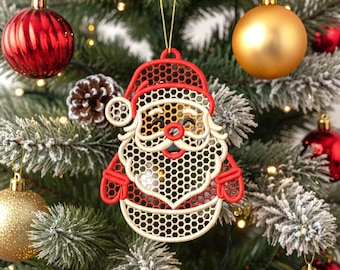FSL kerstman kerstornament: machineborduurontwerpen (digitale download)