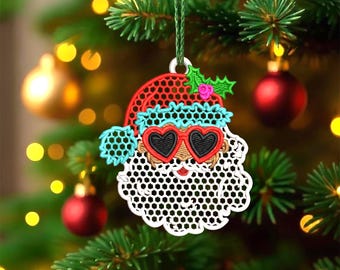 FSL kerst kerstman vrijstaande kantoorbel borduurontwerpen, 3 maten borduurontwerpen (digitale download)