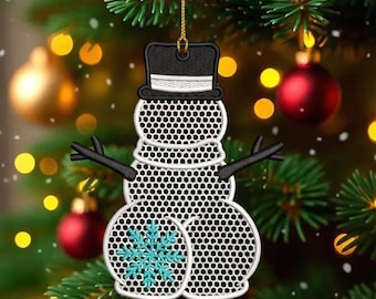FSL Christmas Snowman Ornament Embroidery Design, Earrings, 3 Sizes (Digital Download)