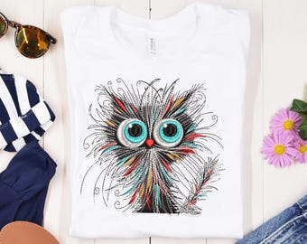 おもしろいクレイジーキャットの刺繍デザイン：ミシン刺繍ファイル（6サイズ、即時ダウンロード）
