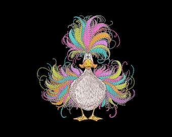 Funny Duck Machine Embroidery Design: Farm Animal, Western Style (6 Sizes, Instant Download)