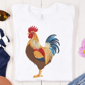 Farm Rooster Embroidery, Colorful Rooster Machine Embroidery, Chicken Machine Embroidery,Farm Animal Emb, 6 Size Embroidery Instant Download