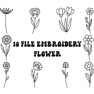 Floral Embroidery Design Bundle: Mini Satin Stitch Flower Files (PES, DST)