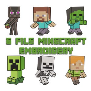 Pacote de bordados para amigos do Pixel Gamer, design de bordado de aniversário para o jogo Minecraft, bordado de super-heróis do Pixel Gamer, download de bordados em 6 tamanhos