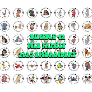 Bundle Cartoon 42 file Family Embroidery, Cartoon Coquette Embroidery Bundle, Cartoon Cpquette Miror Embroidery Bundle, 6 size Embroidery