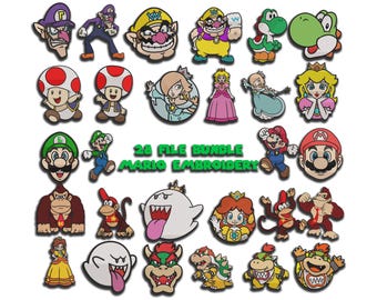 Super Mario Broderidesignpaket, Luigi, Yoshi (6 storlekar) (digital nedladdning)