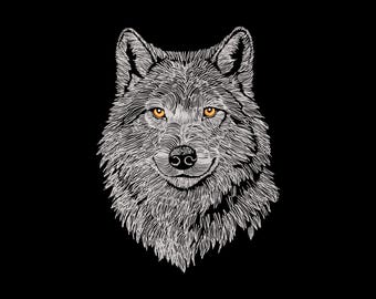 Wolf Head Embroidery Design: Realistic Animal Pattern (Instant Download)