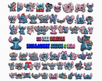 Stitch & Lilo broderimönster: 61 filer, 7 storlekar (digital nedladdning)