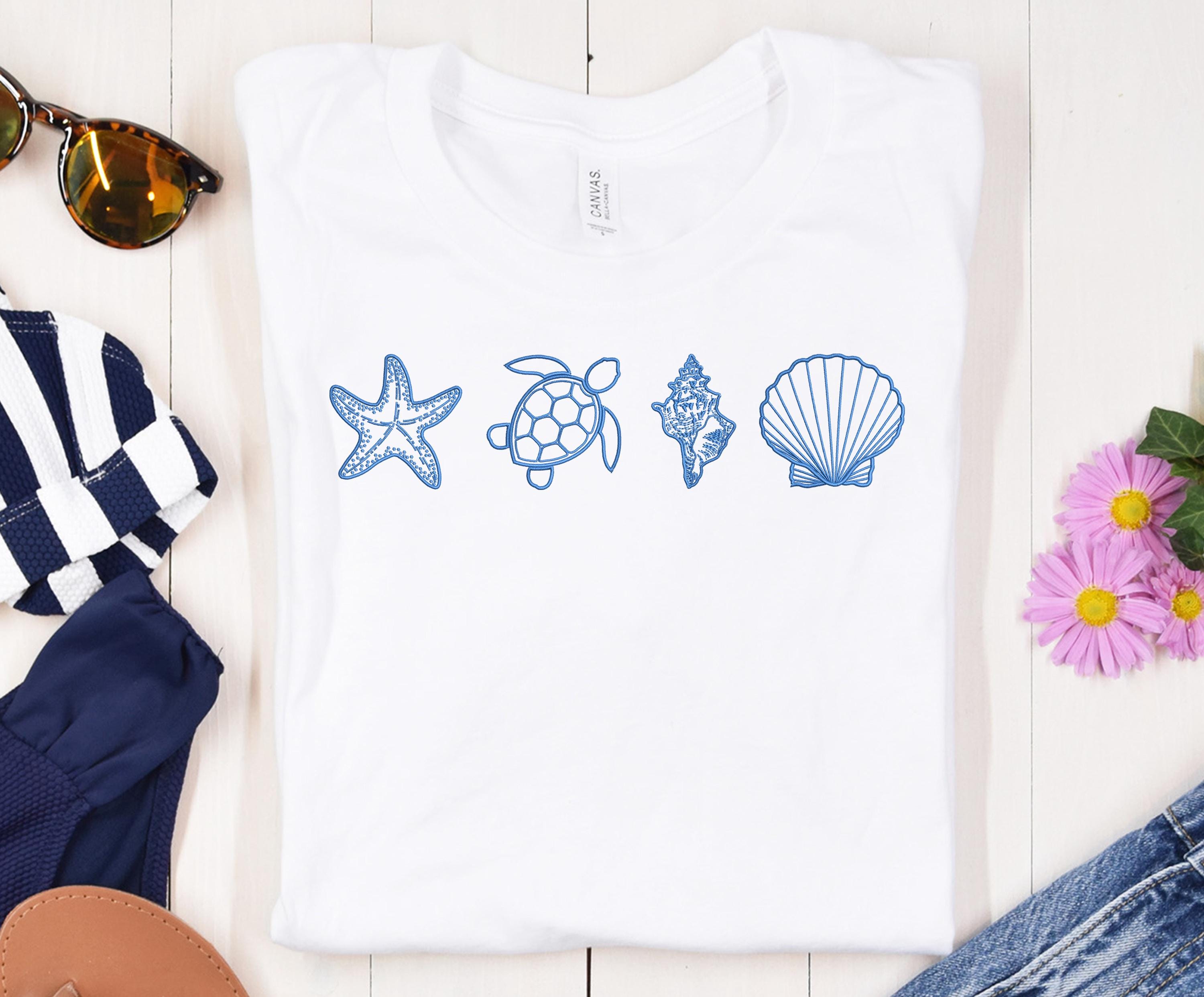 Emborded Shells Sea Shells Embroidery Designs: Summer Beach Theme (instant Download) - Etsy
