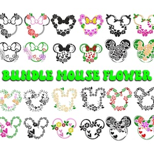 Floral Mouse Embroidery Design Bundle: 6 Sizes (Digital Download)