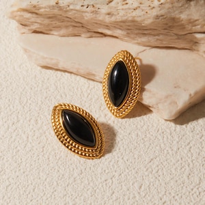 Zara Gold Plated Stud Earrings Stainless Steel Waterproof Jewelry