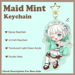 Maid Mint Indie Vtuber Epoxy Keychain
