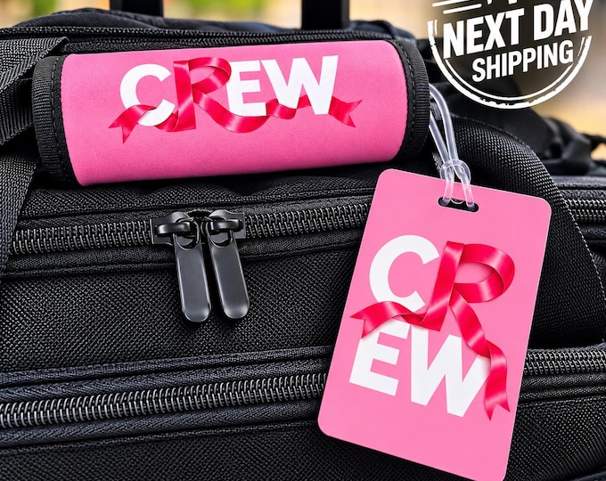Featured listing image: Pink Breast Cancer Awareness Crew Luggage Tag & Handle Wrap Set, Aluminum Accessories