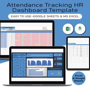 Attendance Tracking HR Dashboard,  Employee Attendance Tracker, MS Excel, Attendance Spreadsheet, Employee Schedule, Attendance Sheet