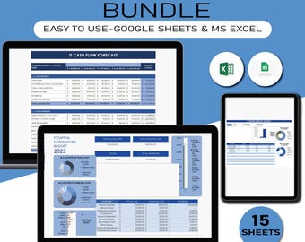IT Budget Bundle Templates for Google Sheet Spreadsheet, Annual Budget Template, Monthly Budget, Marketing Budget, Paycheck Budget, Editable