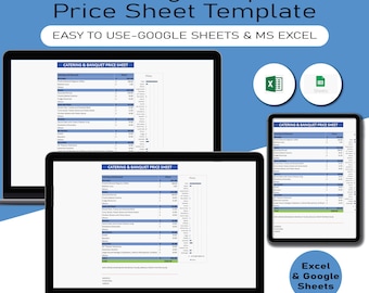 Catering Banquet Price Sheet, Catering Business Budget, Catering Package, Catering Price List, Catering Excel Templates, Business Planner