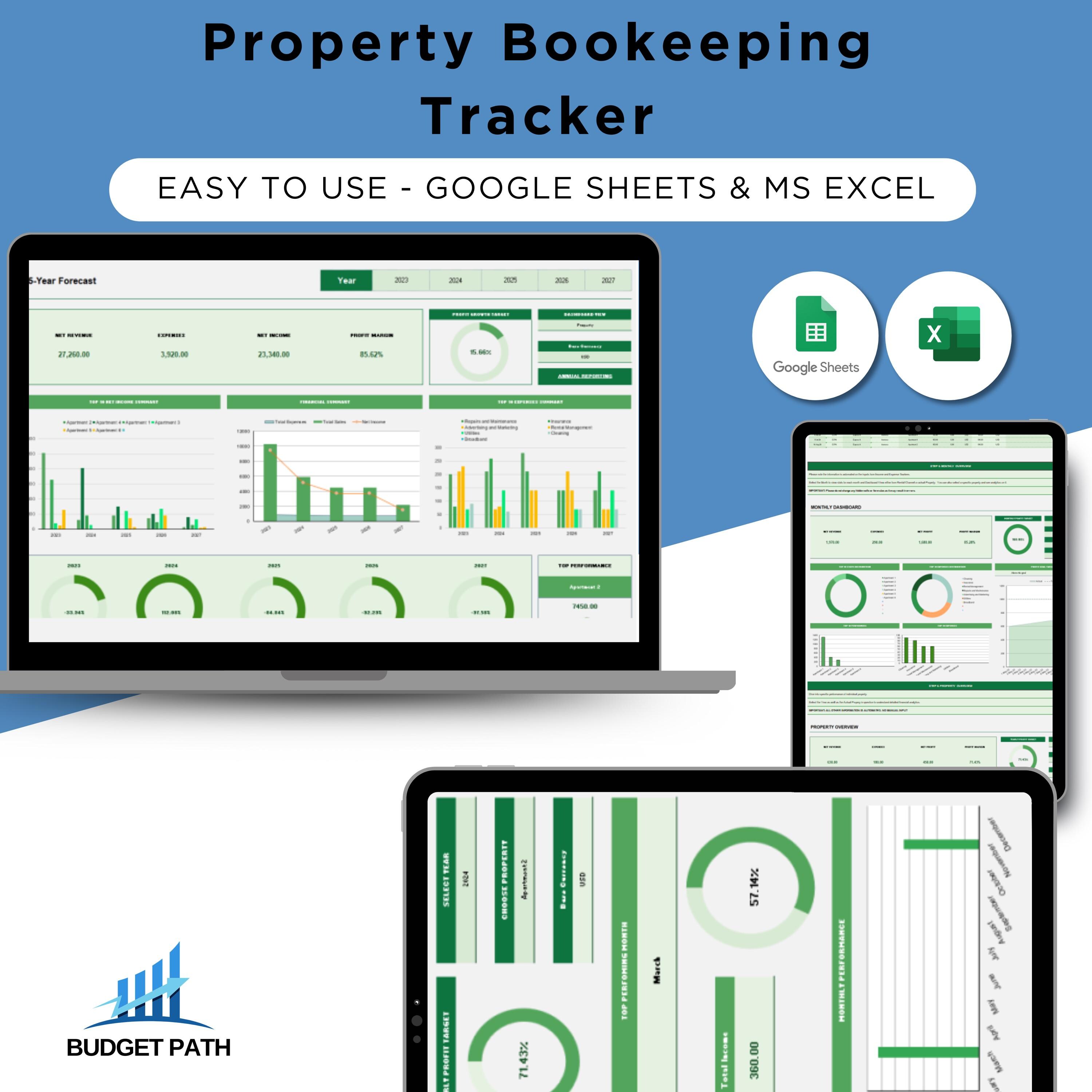 Property Bookkeeping Google Sheets, Property Income and Expense Tracker ...