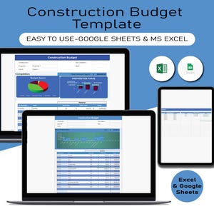 Construction Budget Spreadsheet, Final Prepration, Pre Prepration Construction Budget, Excel Editable Spreadsheet, Constructor Quote Form
