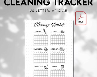 Cleaning Tracker, PRINTABLE Journal Page, Chores List, Cleaning List, Chores Tracker, Cleaning To Do List, Cleaning Log, Cleaning Checklist
