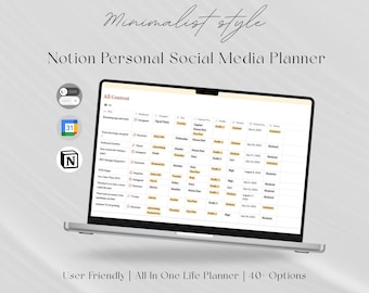 Social Media Content Planner, Notion Social Media Planner, Social Media Content Planner Notion Template, Monthly Notion Planner