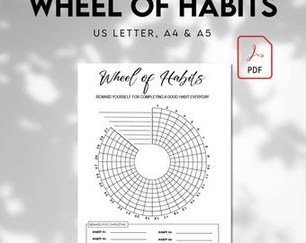 Rad der Gewohnheiten, Fitness Tracker, Habit Tracker, DRUCKBARE Journalseite, Zieltracker, Druckbare Planerseite, 30-Tage-Challenge, Zieltracker
