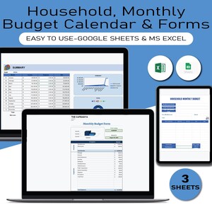 Household Monthly Budget, Monthly Budget Spreadsheet, Google Sheets, Monthly Smart Bills, Monthly Budget Form, Personal Finance Planner