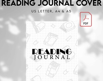 Reading Journal Cover Page, Reading Tracker, Book Tracker, PRINTABLE Journal Page, Book Journal Title Page, Reading Log, Book Cover PDF