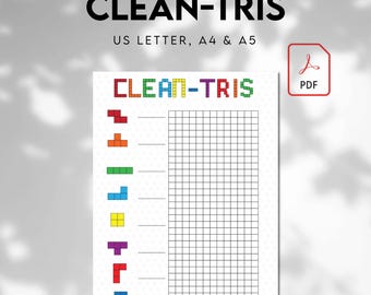 Clean-tris Tracker, PRINTABLE Journal Page, Habit Tracker, Cleaning Tracker, Chore Tracker, Cleaning Game, Printable Planner Page, PDF