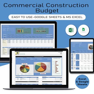 Commercial Construction Budget, Contractor Planner, Contractor Tracker, Home build budget, Construction Tracker, Business Spreadsheet, Excel