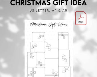 Christmas Gift List, Christmas Journal Page, Christmas Planner, Digital Christmas Planner, Xmas Gift List, PDF,  Printable Xmas Gift Planner