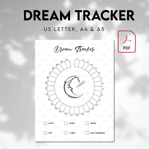 Dream Tracker, Dream Log, Dream Journal, PRINTABLE Journal Page, Printable Planner Page, Sleep Tracker, Dream Analysis, Dream Diary, PDF
